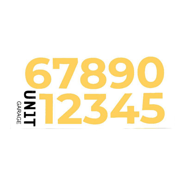 Unit Garage U077YE Yellow number stickers