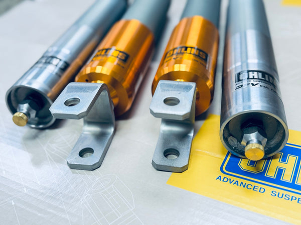 Öhlins Road & Track POZ MW10S1 damper body and mounting brackets