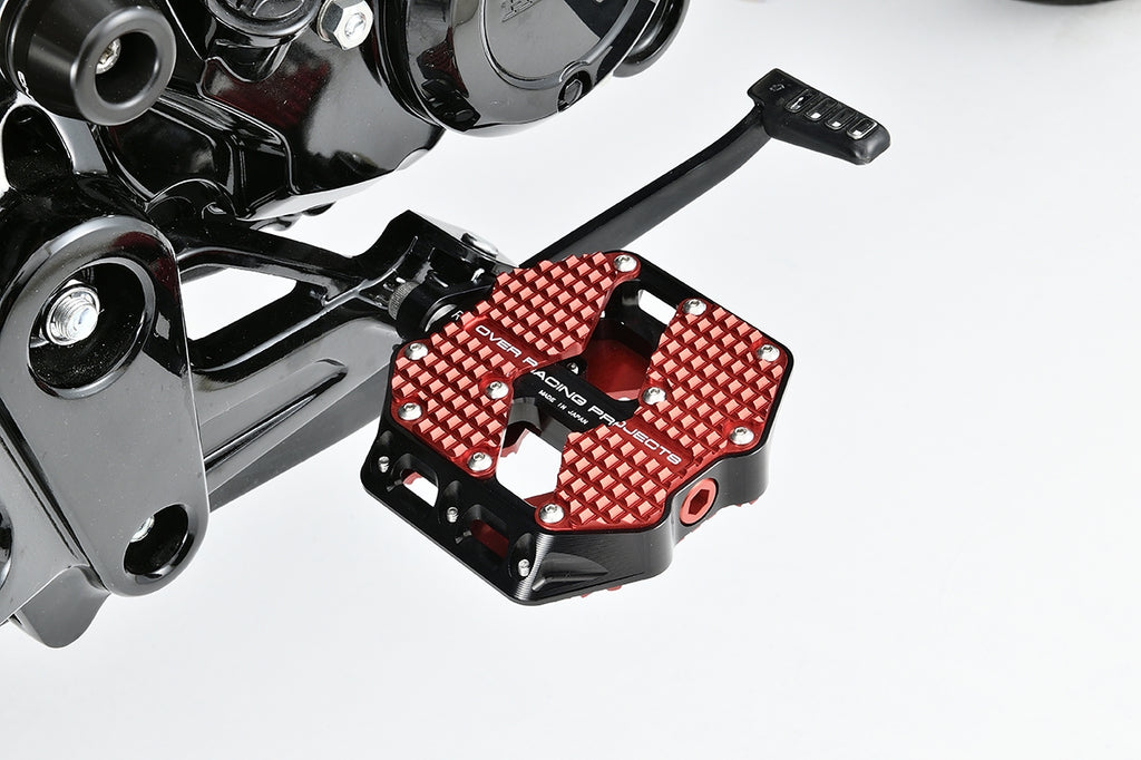 OVER Racing Flat Pedals Large Black/RED Monkey125/Dax125/GROM | 51-012-22B - image 1