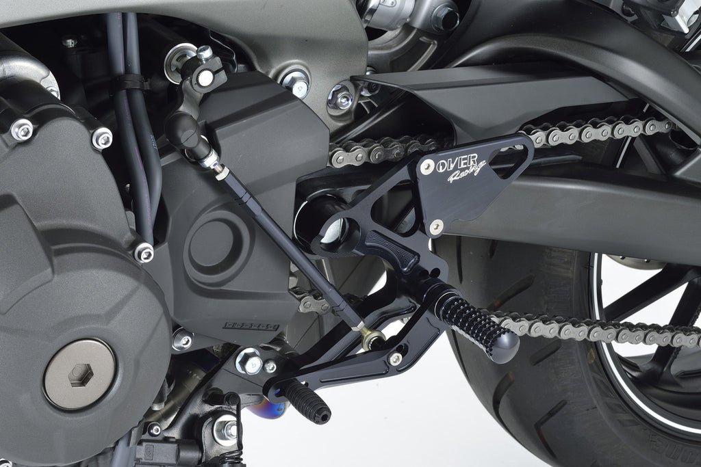 OVER Racing Rearset Kit 4-Position Black MT-09(14-16)/XSR900(18-) | 51-45-01B - image 1