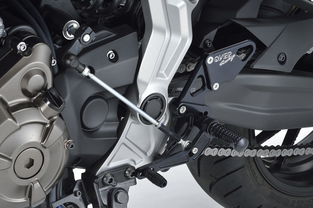 OVER Racing Rearset Kit 4-Position Black MT-07 | 51-50-01B - image 1