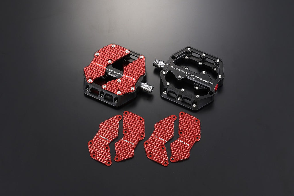OVER Racing Flat Pedals Large Non-Slip Plate Type Black/RED YPJ-MT Pro(20-22) | 51-A01-01B - image 1