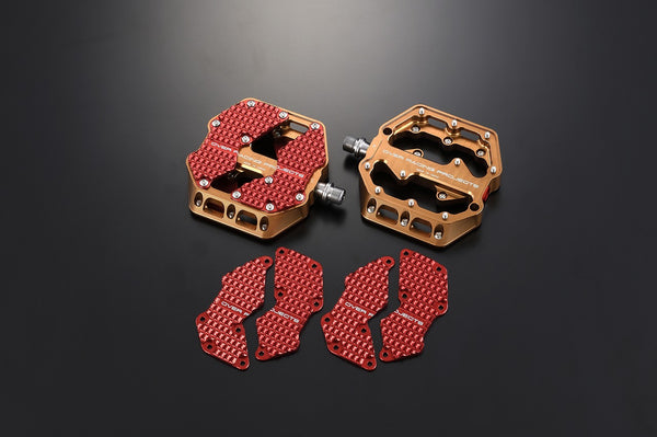 OVER Racing Flat Pedals Large Non-Slip Plate Type Brown/RED YPJ-MT Pro(20-22) | 51-A01-01BR - image 1