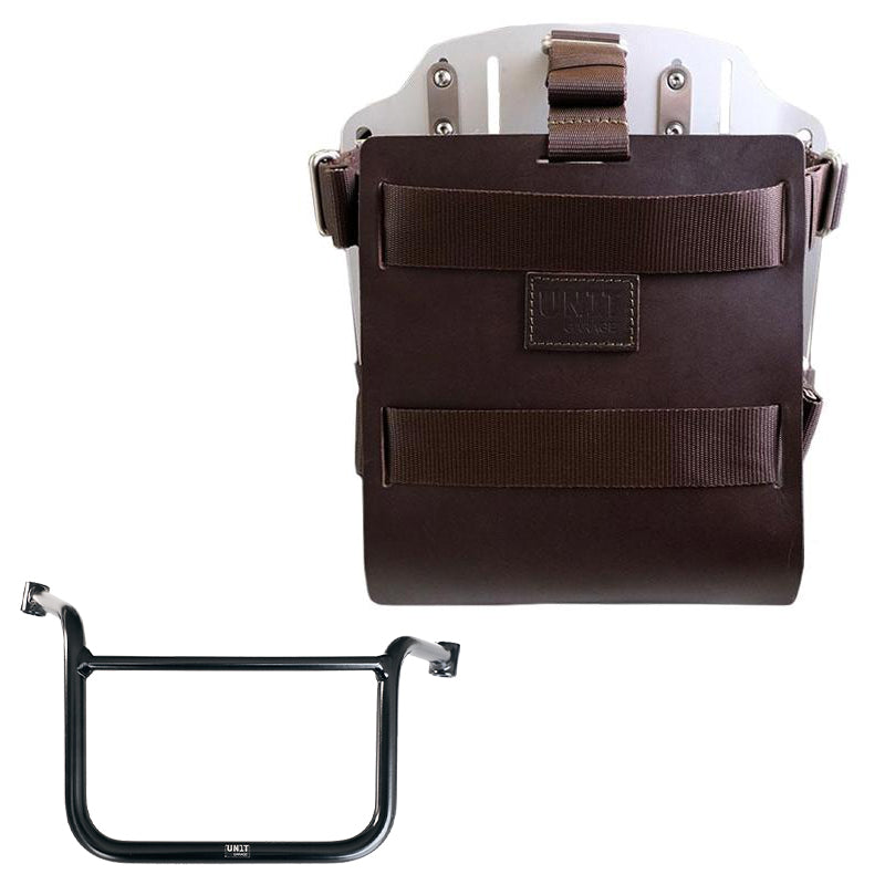 Unit Garage U085+U000+2280DX Carrying system in aluminum with adjustable leather front and Quick Release System + Right subrame Moto Guzzi V85TT (2024 until now)