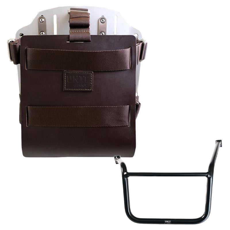 Unit Garage U085+U000+2280SX Carrying system in aluminum with adjustable leather front and Quick Release System + Left subframe Guzzi V85TT (2024 until now)