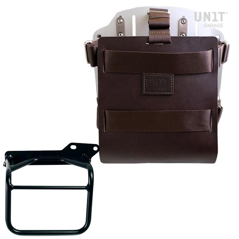 Unit Garage U085+U000+3801DX Carrying system in aluminum with adjustable leather front and Quick Release System + Right Frame Royal Enfield Himalayan, Scram 411 