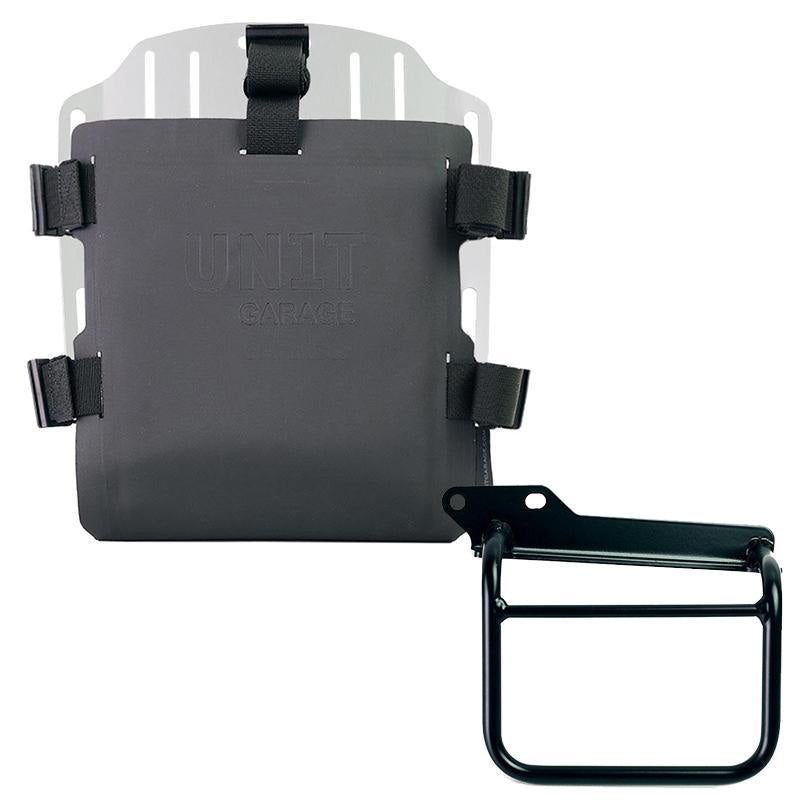 Unit Garage UG007+U000_+3801SX Carrying system in aluminum with adjustable Hypalon front and Quick Release System + Left Frame Royal Enfield Himalayan, Scram 411 