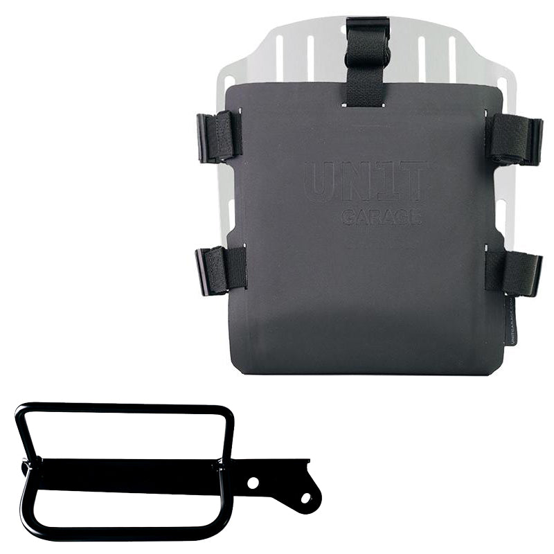 Unit Garage UG007+U000_+3860DX_P Carrying system in aluminum with adjustable Hypalon front and Quick Release System + Right Frame Royal Enfield Hunter 350