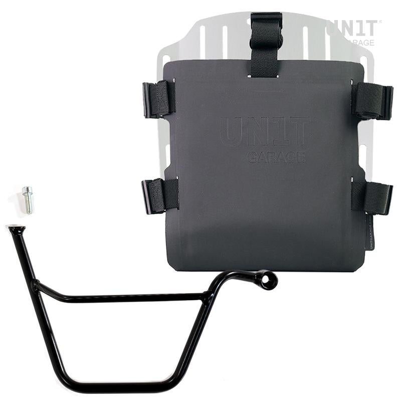 Unit Garage UG007+U000+1005DX_ Aluminum bag holder with adjustable front in Hypalon and Quick Release System + Right Subframe Triumph Bonneville T100 (2001-2016)