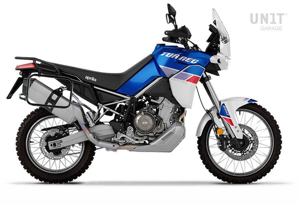 Unit Garage DPS-UGSET-4643 Atlas Aluminium Top Case 44L universal + Black Rear luggage rack with passenger grip Aprilia Tuareg 660
