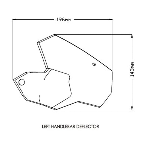 Puig 1319 handlebar wind deflector outline and dimensions, left side