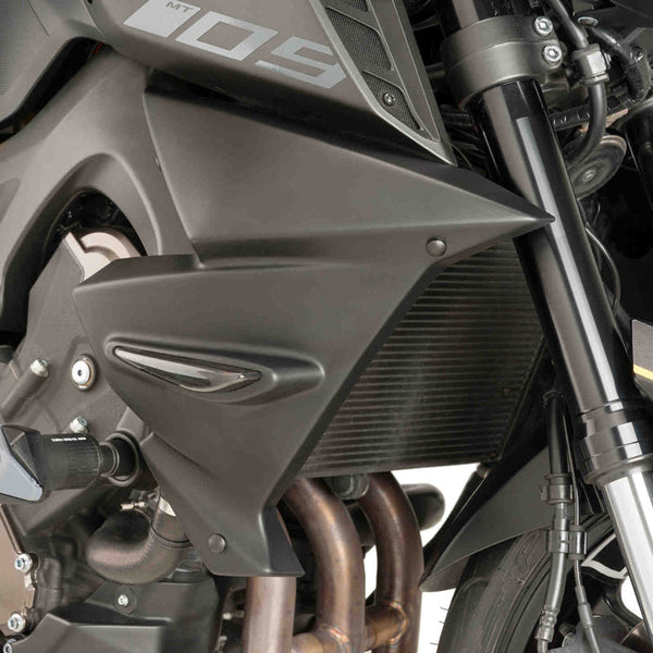 Puig 9378J Radiator Side Covers with Integrated Indicators — Matt Black