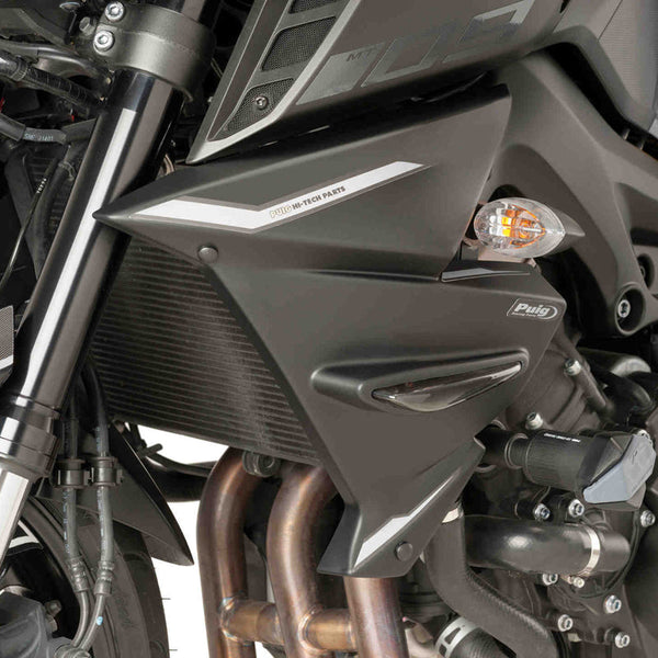 Puig 9378J Radiator Side Covers with Integrated Indicators — Matt Black