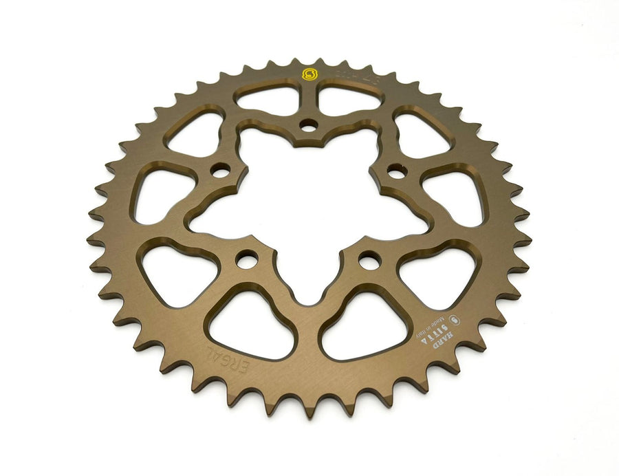Sitta 201H 43-tooth rear sprocket series illustration; supplied finish, chain pitch and tooth count follow the selected exact SKU.