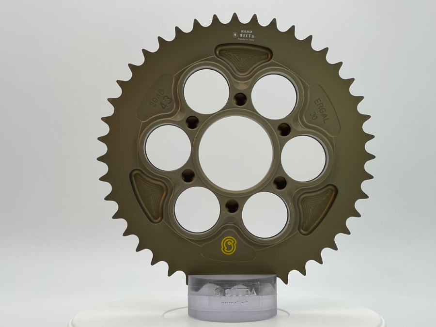 Sitta 204D hard-oxide rear sprocket series, 520 pitch and 43-tooth illustration. Supplied tooth count follows the selected variant.