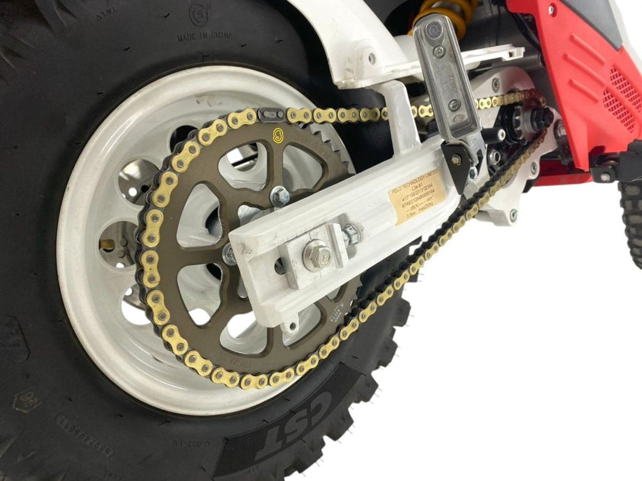 Sitta 206M-series rear sprocket installed on a FELO FW-03 chain conversion. Installation illustration only; selected tooth count may differ. Rear sprocket only; other pictured components are not included.