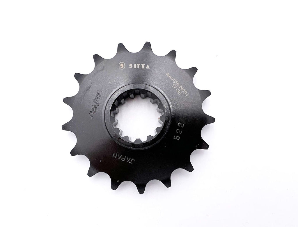 Sitta Restyle N001 series illustration showing a solid 17-tooth 530 sprocket; supplied product is the selected 520-pitch SKU and its appearance may differ.