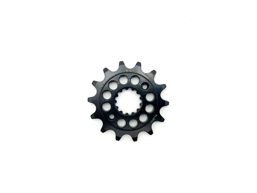 Sitta Restyle Z001 14-tooth front sprocket series illustration; supplied tooth count and chain pitch follow the selected exact SKU.
