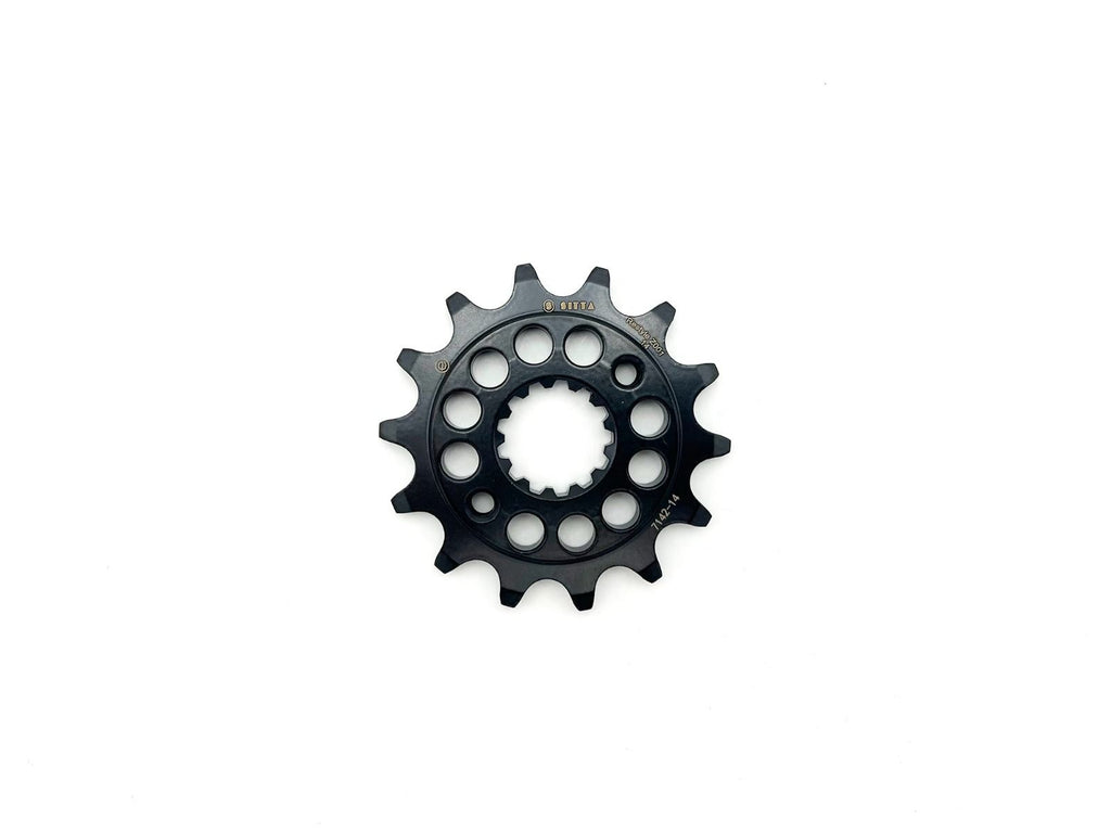 Sitta Restyle Z001 14-tooth front sprocket series illustration; supplied tooth count and chain pitch follow the selected exact SKU.