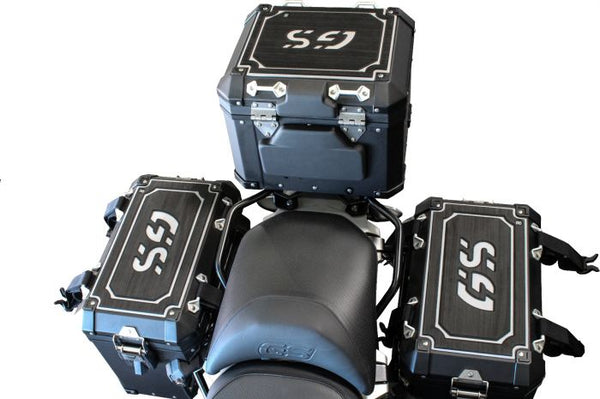 TECHSPEC Pannier Lid Guards for BMW R 1200 / 1250 GS (14+) BLACK on GRAY, COMBO KIT, RIGHT, LEFT & TAIL — photo 1