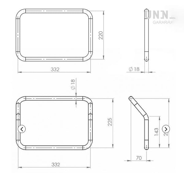 Unit Garage DPS-UGSET-4585 Pair of Atlas aluminium bags 39L+32L + Inox Subframe for Aluminium side panniers Moto Guzzi V85TT