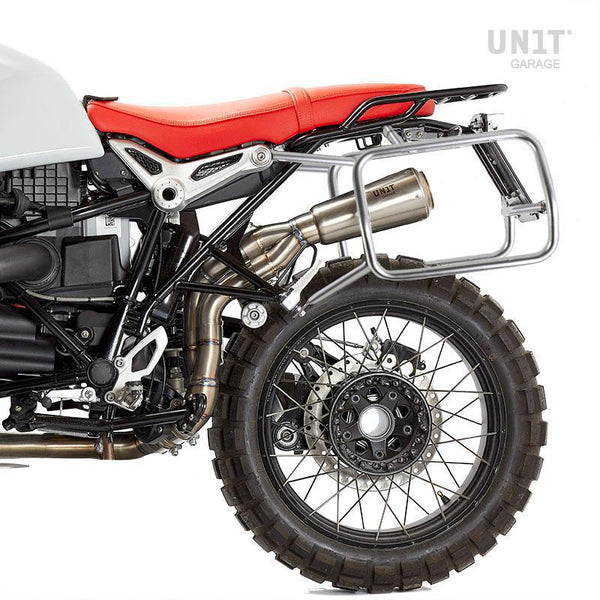 Unit Garage U203C+1641 Pair of Cult side bags in Canvas 40L - 50L + Pair of aluminum plates + Inox Subframe NineT-Series