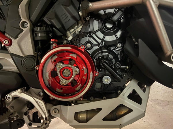 CNC RACING | Clear oil bath clutch cover Ducati Multistrada and Diavel V4 - Bicolor