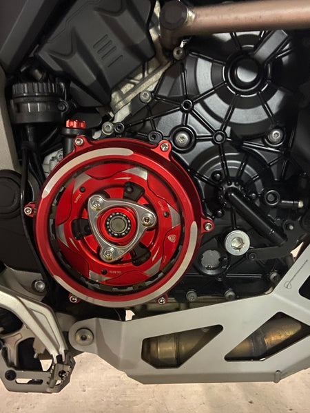 CNC RACING | Clear oil bath clutch cover Ducati Multistrada and Diavel V4 - Bicolor