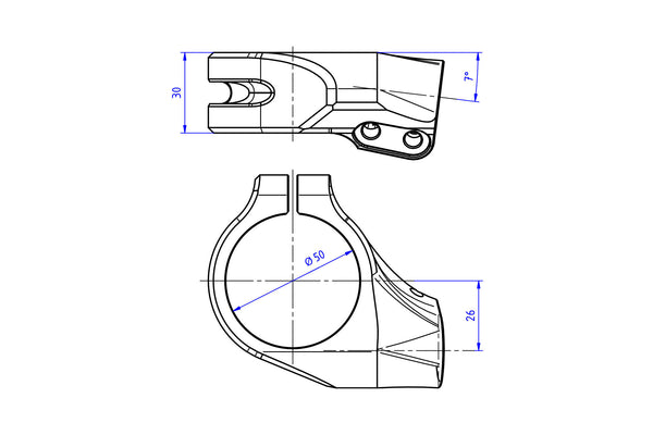 CNC RACING | Clip-on handlebar clamps Ø 50 mm – offset 26 mm – angle 7° image 7