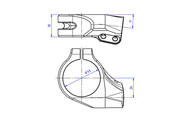 CNC RACING | Clip-on kit Ø 53 mm - offset 26 mm with steering damper bracket for Ducati panigale V4 MY2025 image 5