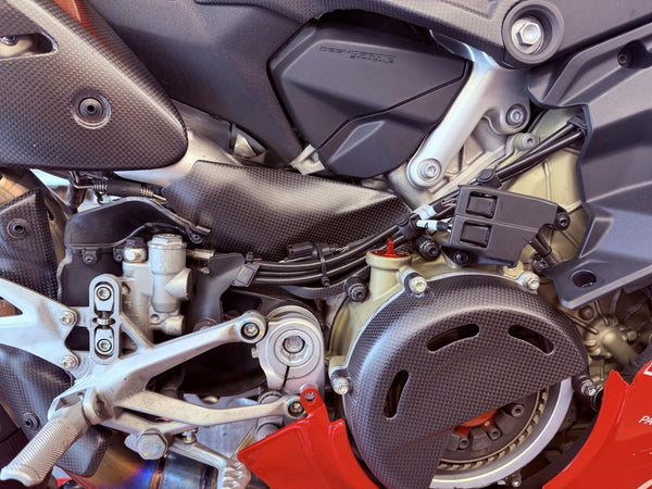 CNC RACING | Carbon Fiber Brake-Side Footpeg Heat Shield for Akrapovič Racing Exhaust – Ducati Panigale V4 2025 image 4
