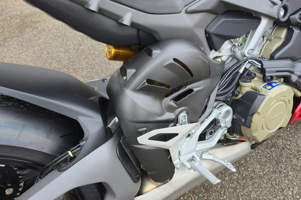 CNC RACING | Race Carbon Fiber Exhaust Manifold Heat Shield for Ducati Panigale V4 and Streetfighter V4 MY2025 image 4