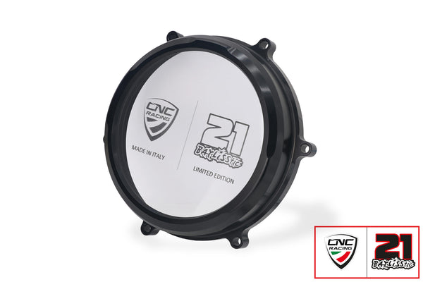 CNC RACING | Clear oil bath clutch cover Ducati Panigale - Troy Bayliss Limited Edition 2