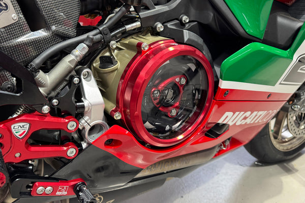 CNC RACING | Clear oil bath clutch cover Ducati Panigale and Streetfighter V2 - Troy Bayliss Limited Edition 2