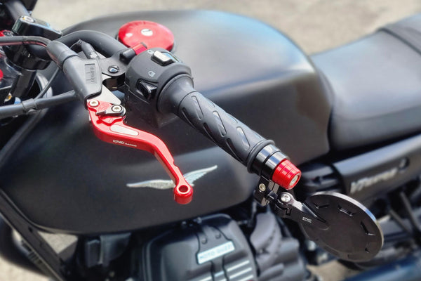 CNC RACING | Adapter for bar-end mirrors Rocket/Evo on Moto Guzzi 2