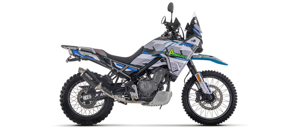 Full system with Indy Race EVO aluminium "Dark" silencer with steel end cap