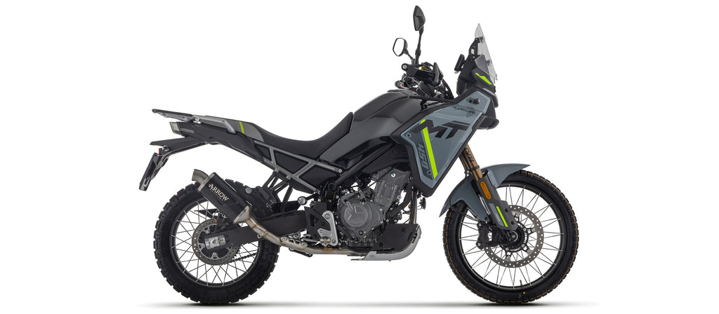 Full system with Indy Race EVO aluminium "Dark" silencer with steel end cap