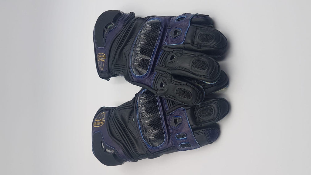 Tamburini Corse Blue-Black Kevlar-Reinforced Leather Racing Gloves