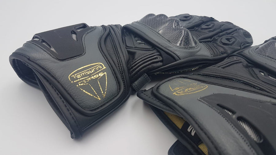 Tamburini Corse Black-Gray Kevlar-Reinforced Leather Racing Gloves