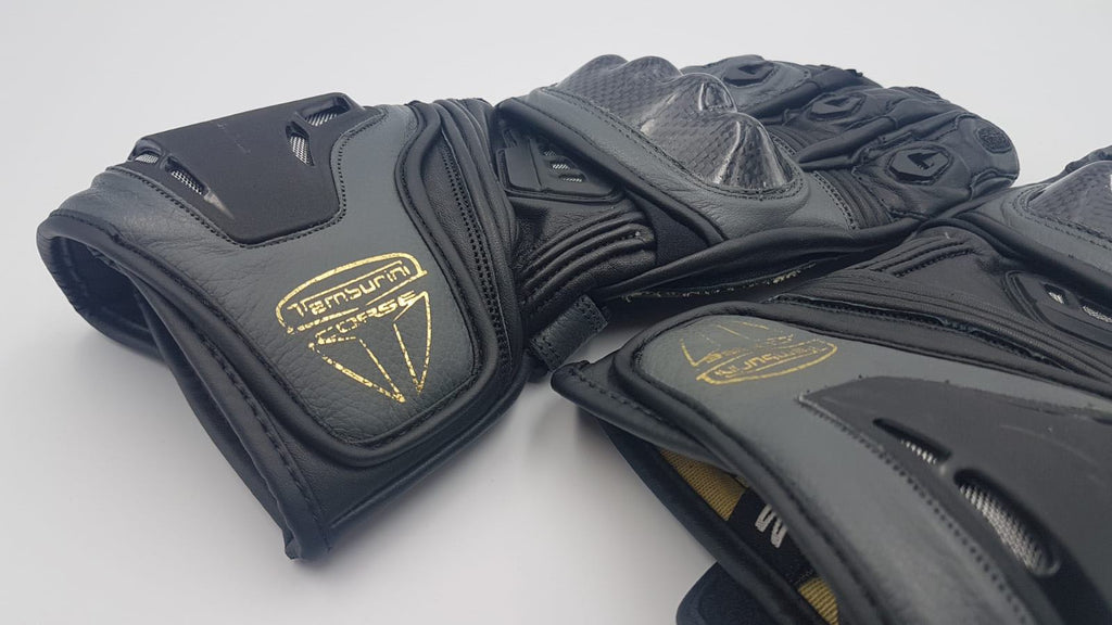 Tamburini Corse Black-Gray Kevlar-Reinforced Leather Racing Gloves