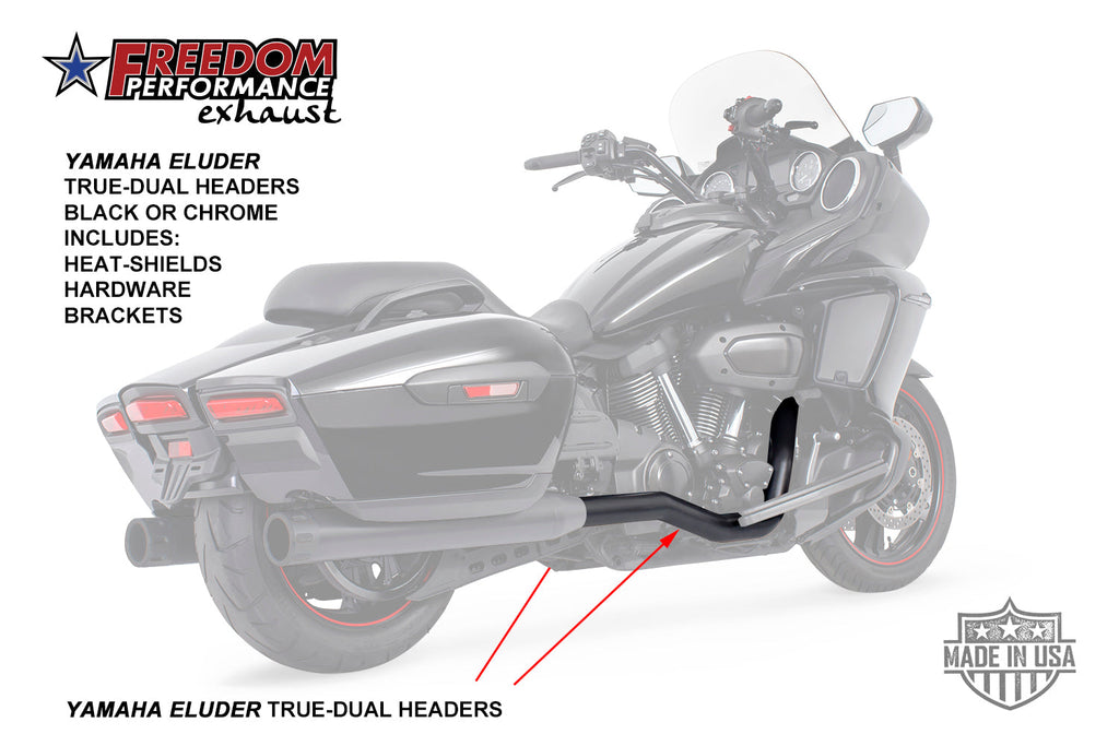 Freedom Performance (BLOW OUT) YAMAHA ELUDER TRUE-DUAL HEADERS W/ HEATSHIELDS Mounting HARDWARE