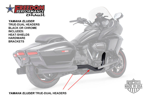 Freedom Performance (BLOW OUT) YAMAHA ELUDER TRUE-DUAL HEADERS W/ HEATSHIELDS Mounting HARDWARE