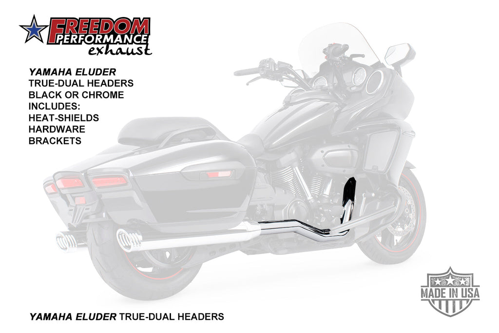 Freedom Performance (BLOW OUT) YAMAHA ELUDER TRUE-DUAL HEADERS W/ HEATSHIELDS Mounting HARDWARE