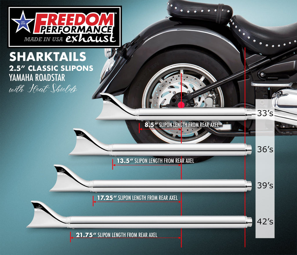 Freedom Performance YAMAHA ROADSTAR/1600/SILVERADO 2.5" CLASSIC SLIP-ONS BUNDLE