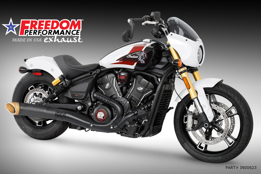 Freedom Performance (SPECIAL ORDER) INDIAN 2025-PRESENT SCOUT 101-CLASSIC-SUPER-SPORT-BOBBER 4.5" 2-STEP TURN-OUT SLIP-ON