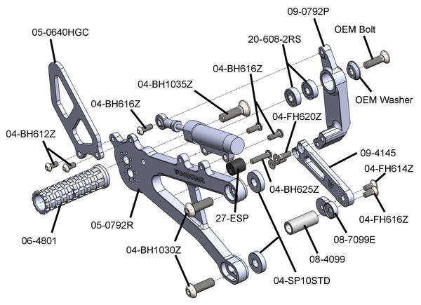 Woodcraft 05-0792B KTM 990 Complete Rearset