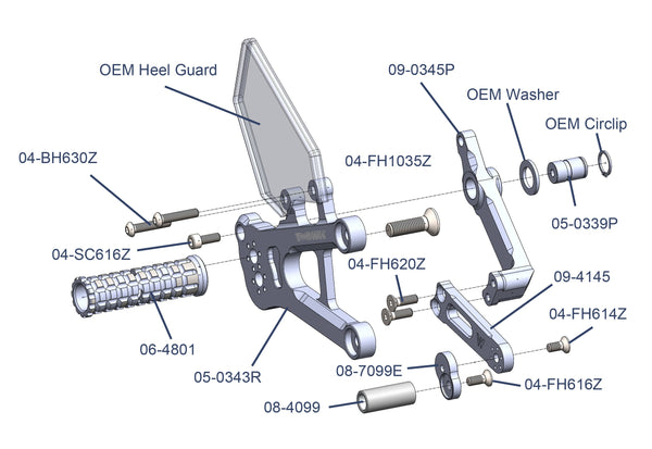 Woodcraft 05-0345B Honda CBR1000RR-R STD/GP Shift Complete Rearset