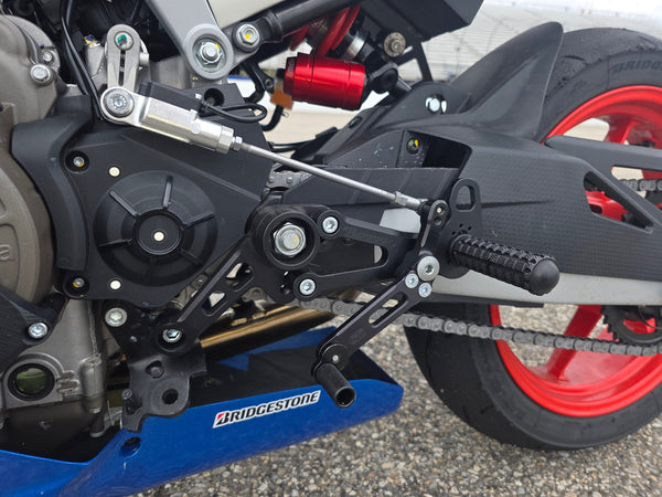 Woodcraft 05-0761B Aprilia RS457, Tuono 457 Adjustable Rearset Kit Complete W/Pedals