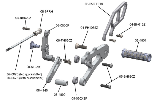 Woodcraft 05-0513B Triumph Street Triple 765 Rearsets - STD Shift w/o QS