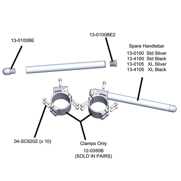 Suzuki GSXR600/750 '06-10 50/48mm Clipon Assembly, Black Bars - Woodcraft Technologies